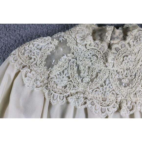 Victor Costa For Neiman Marcus Blouse M Cream Beige Lace Victorian Vintage USA - Picture 5 of 8